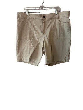 CJ Banks Womens Beige Cotton Blend Bermuda Shorts Size 20W Elastic Waist
